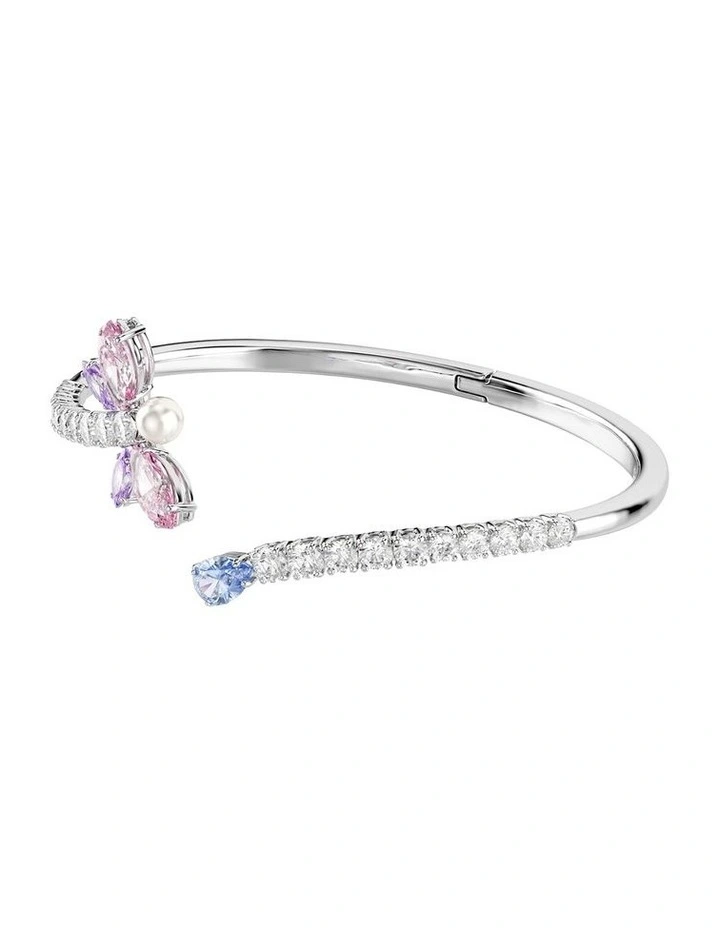 Mixed Cuts Dragonfly Rhodium Plated Bangle in Multi image 2