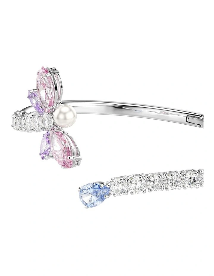 Mixed Cuts Dragonfly Rhodium Plated Bangle in Multi image 4
