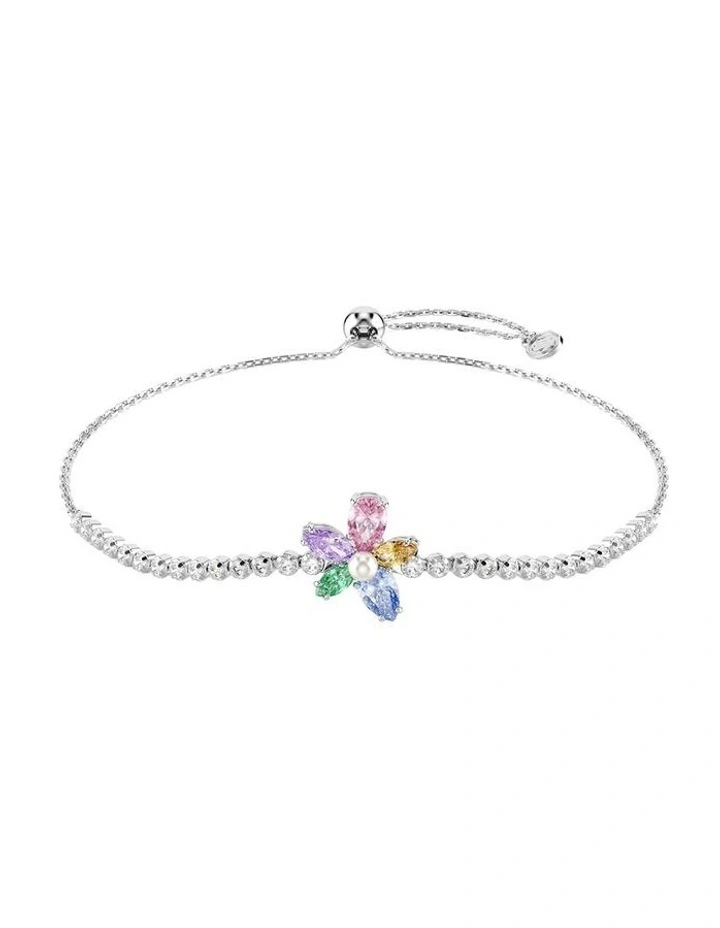 Mixed Cuts Flower Rhodium Plated Bracelet in Multi image 1