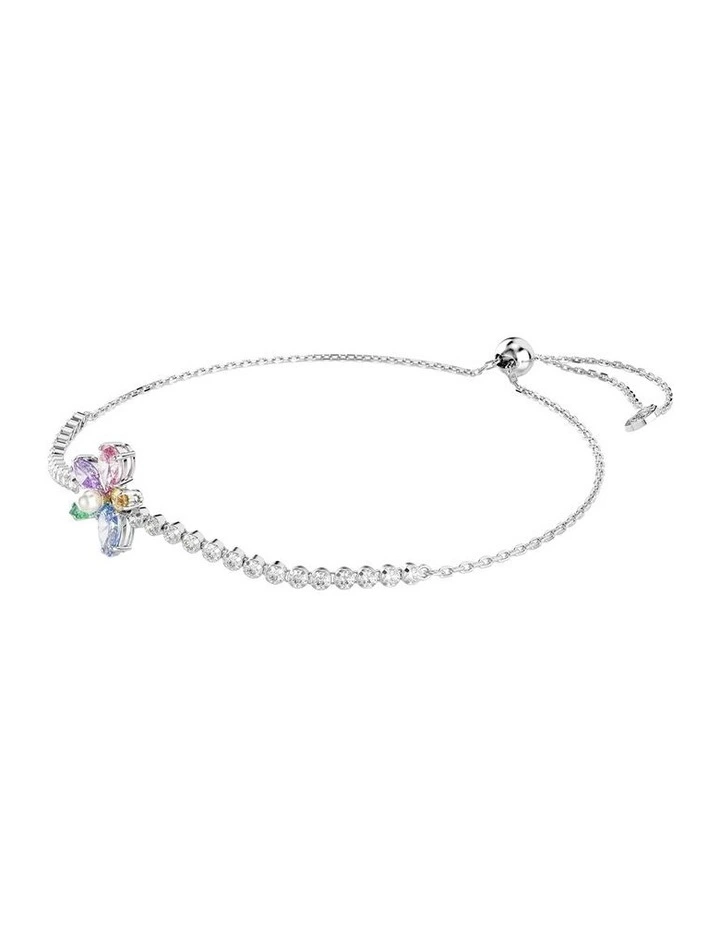 Mixed Cuts Flower Rhodium Plated Bracelet in Multi image 2