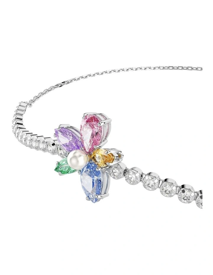 Mixed Cuts Flower Rhodium Plated Bracelet in Multi image 4
