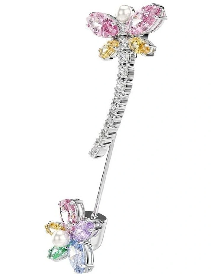 Mixed Cuts Dragonfly Rhodium Plated Brooch in Multi image 2