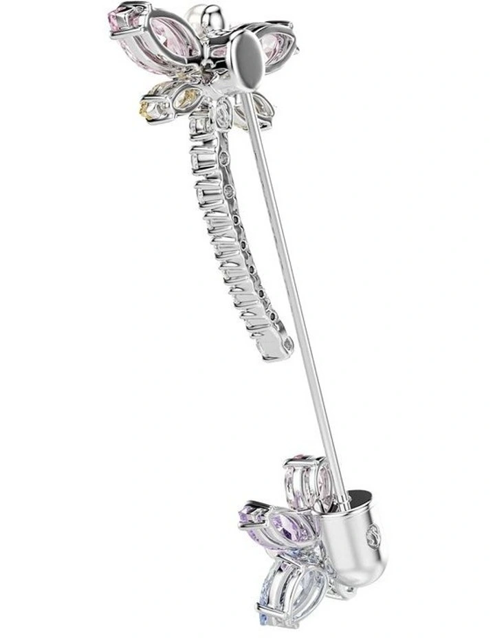 Mixed Cuts Dragonfly Rhodium Plated Brooch in Multi image 5