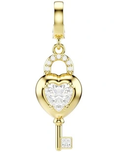 Idyllia Charm Mixed Cuts Heart With Key Gold-Tone Plated in White