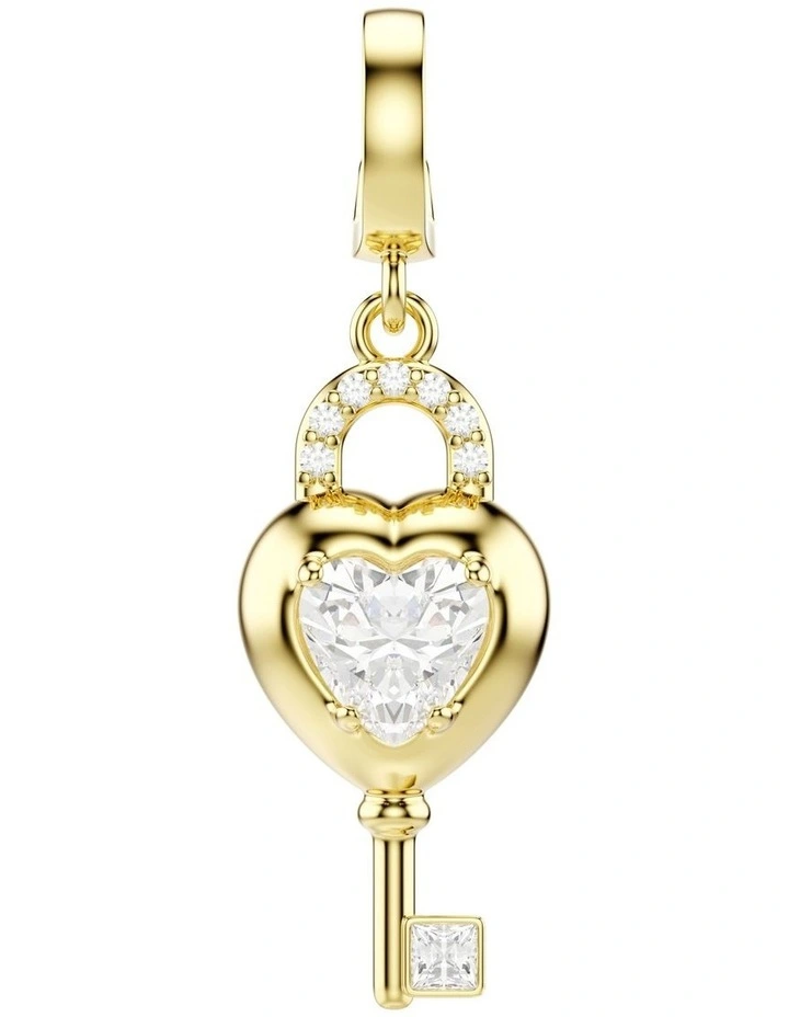 Idyllia Charm Mixed Cuts Heart With Key Gold-Tone Plated in White image 1