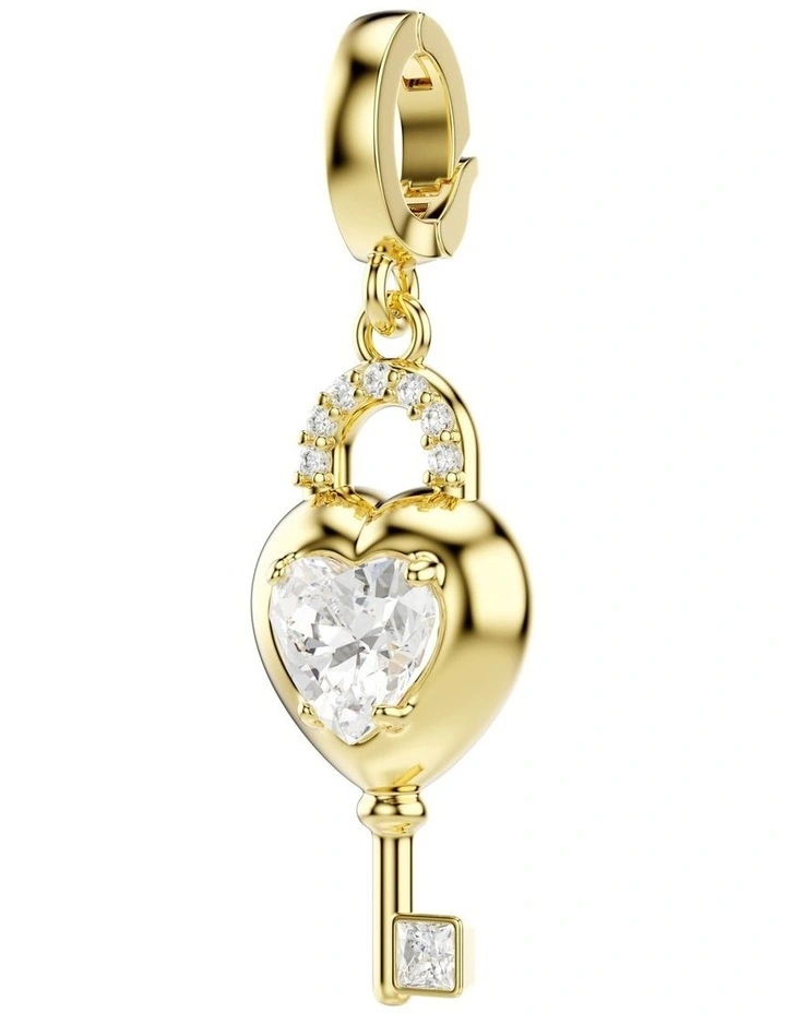 Idyllia Charm Mixed Cuts Heart With Key Gold-Tone Plated in White image 2