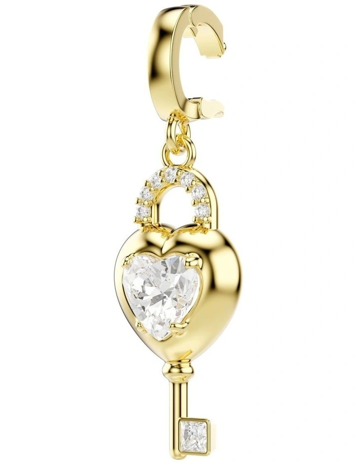 Idyllia Charm Mixed Cuts Heart With Key Gold-Tone Plated in White image 3