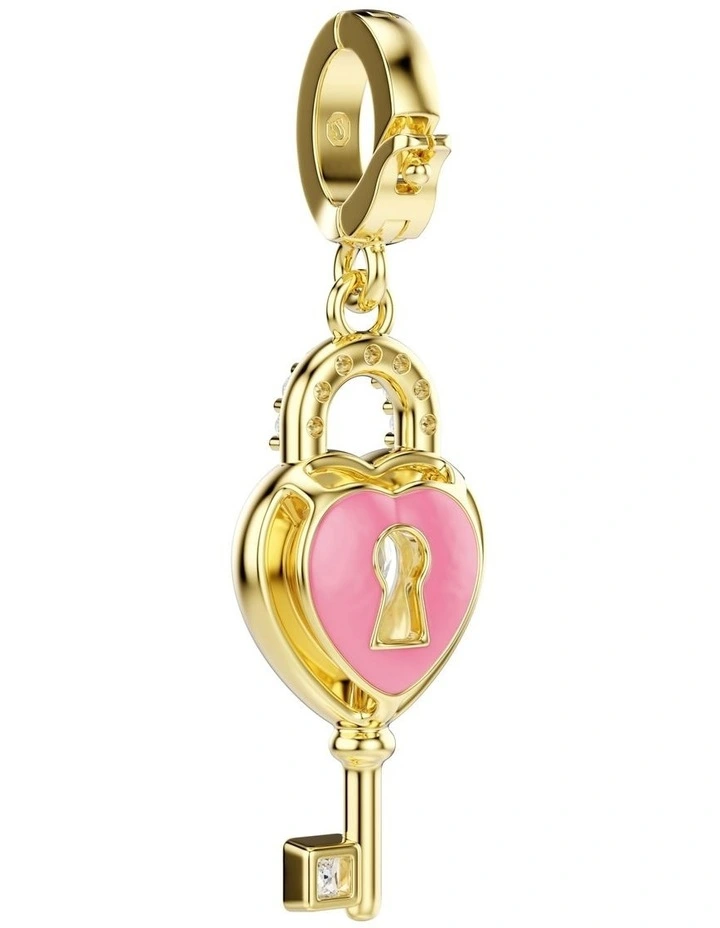 Idyllia Charm Mixed Cuts Heart With Key Gold-Tone Plated in White image 5