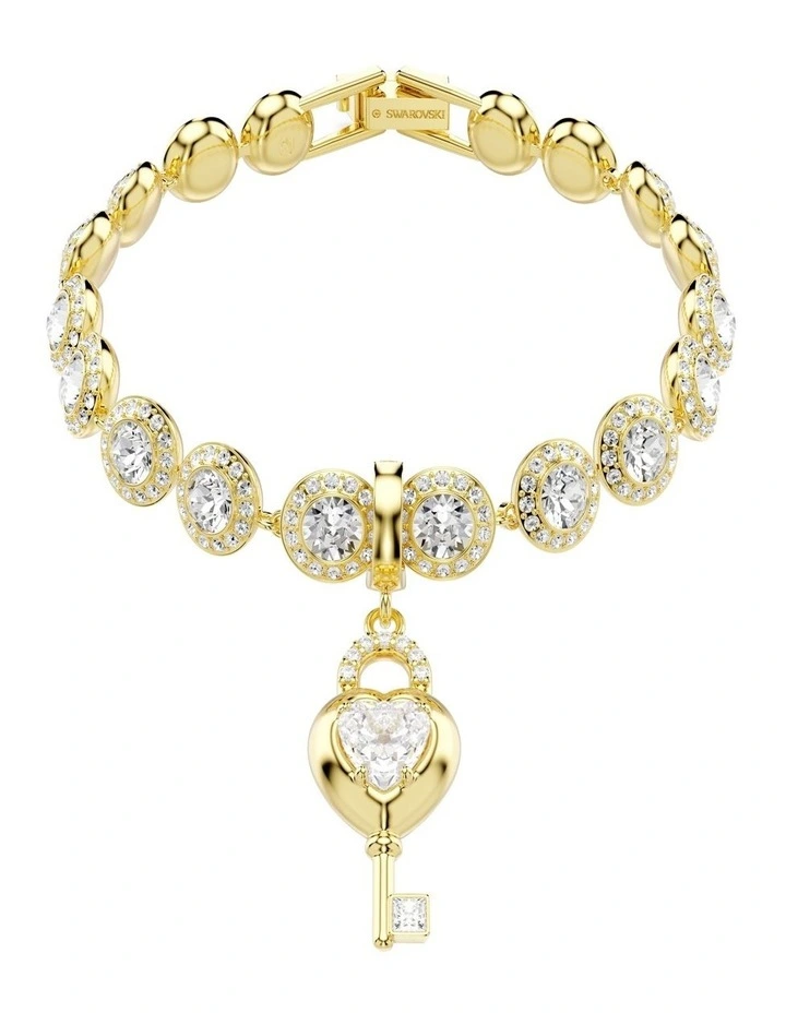 Idyllia Charm Mixed Cuts Heart With Key Gold-Tone Plated in White image 6