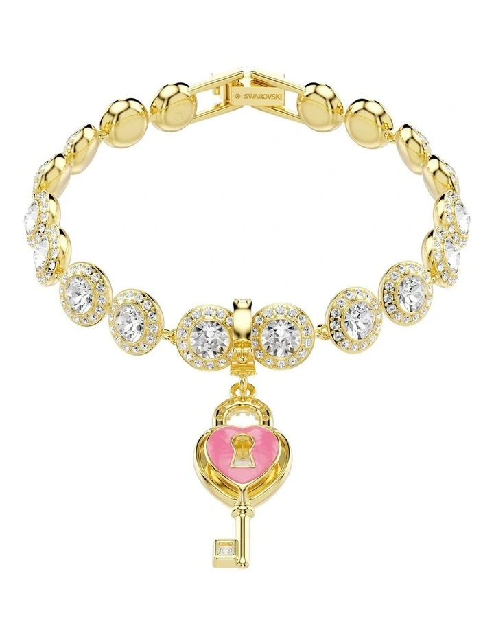 Idyllia Charm Mixed Cuts Heart With Key Gold-Tone Plated in White image 7