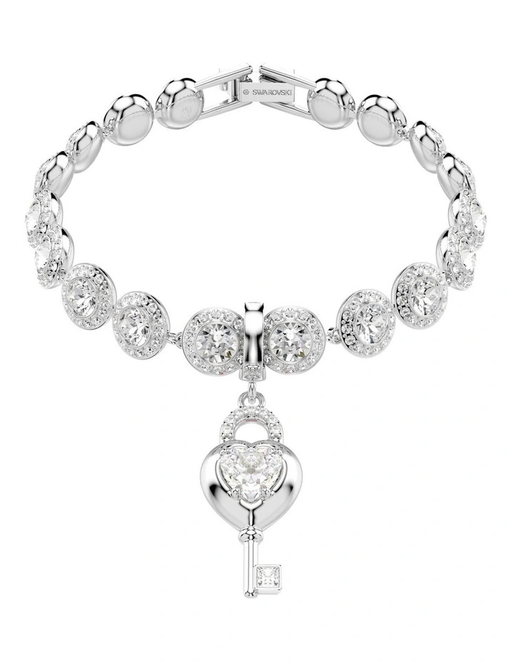 Idyllia Charm Mixed Cuts Heart With Key Rhodium Plated in White image 6