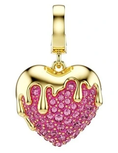 Idyllia Charm Round Cut Heart Gold-Tone Plated in Pink