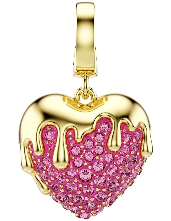 Idyllia Charm Round Cut Heart Gold-Tone Plated in Pink image 1