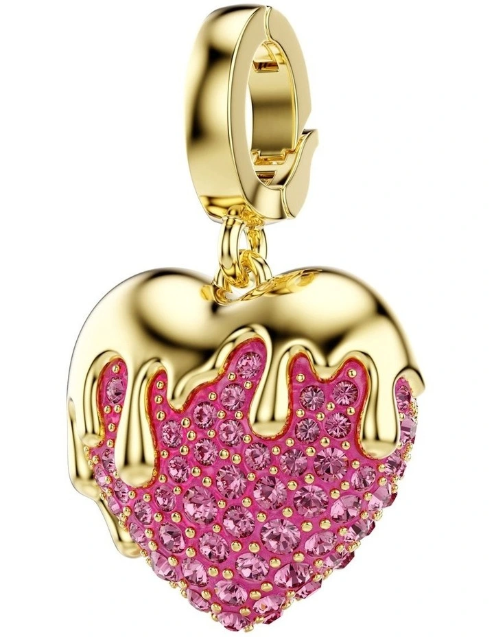 Idyllia Charm Round Cut Heart Gold-Tone Plated in Pink image 2