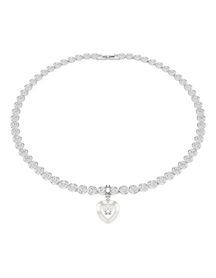 Idyllia Charm Mixed Cuts Pearl-Colored Coating Heart Rhodium Plated in White image 6