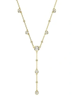 Imber Y Necklace Round Cut Gold-Tone Plated in White