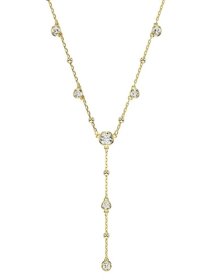 Imber Y Necklace Round Cut Gold-Tone Plated in White image 1