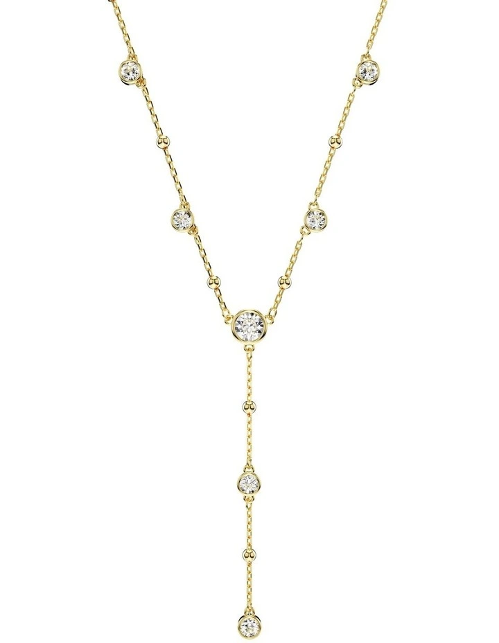 Imber Y Necklace Round Cut Gold-Tone Plated in White image 1