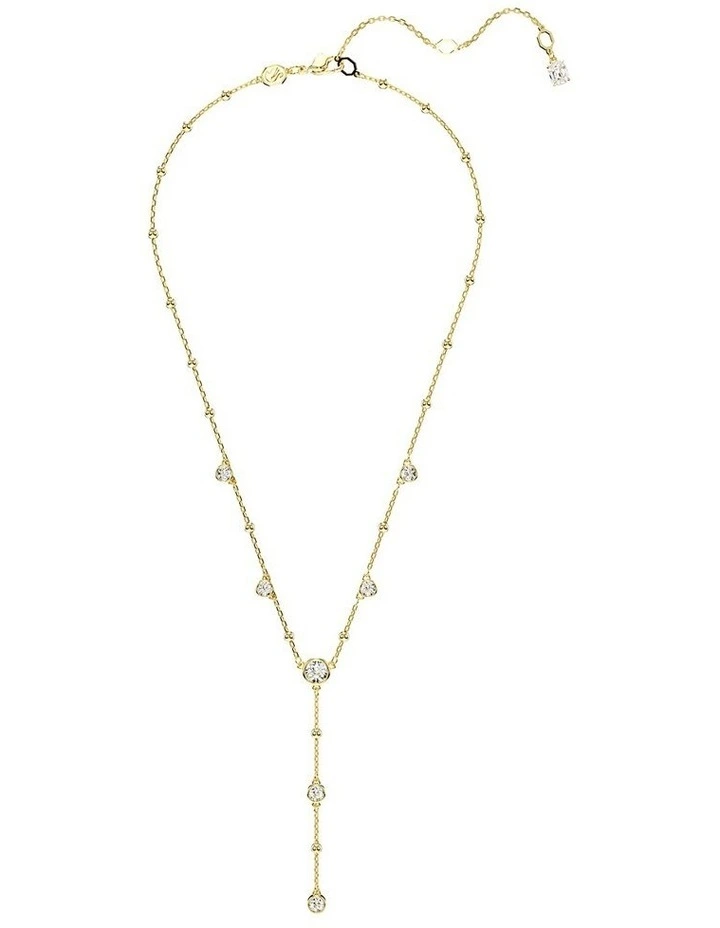 Imber Y Necklace Round Cut Gold-Tone Plated in White image 2