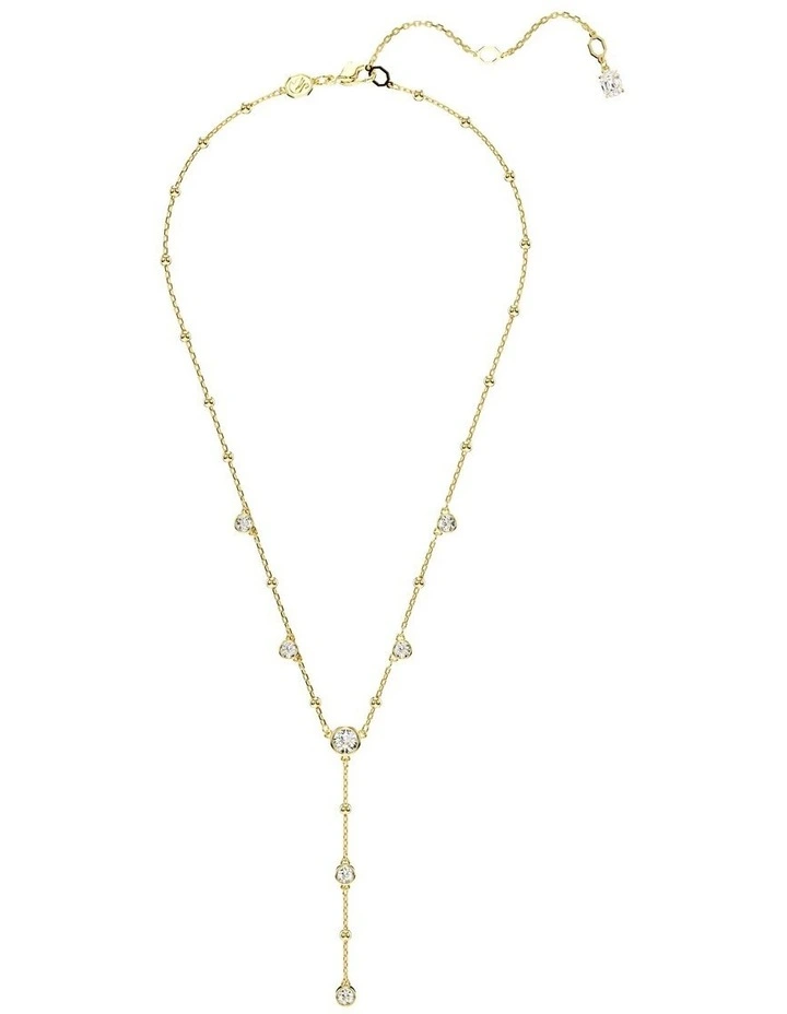 Imber Y Necklace Round Cut Gold-Tone Plated in White image 2