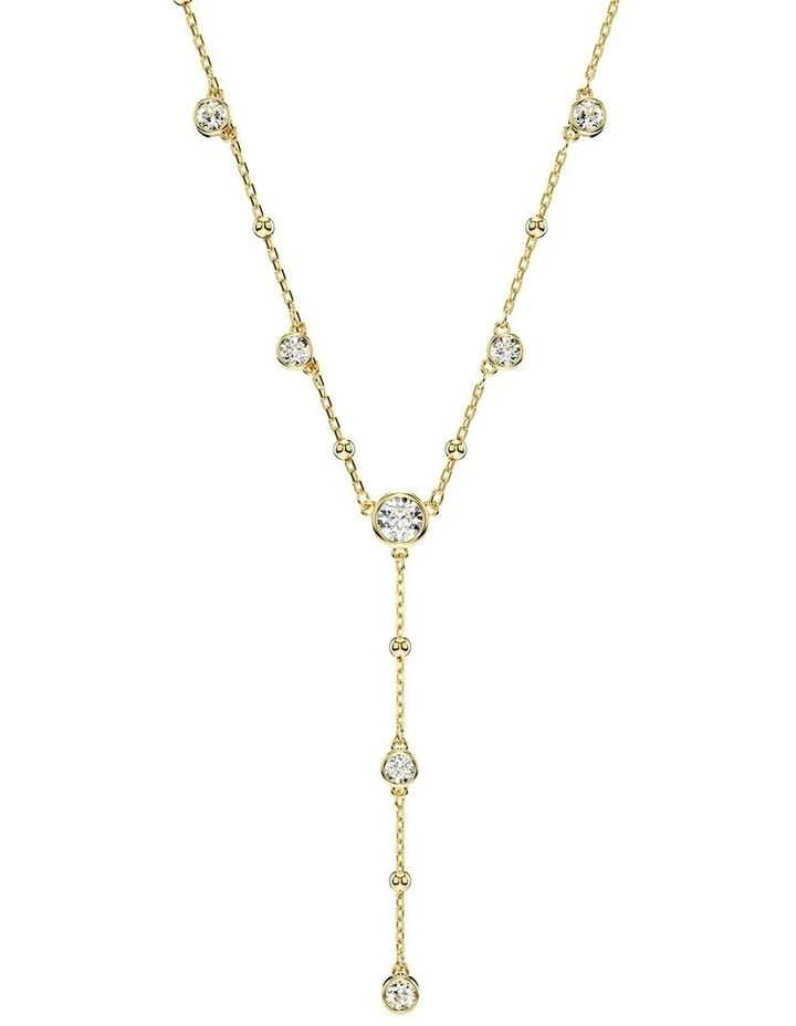 Imber Y Necklace Round Cut Gold-Tone Plated in White image 4