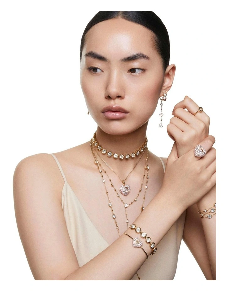 Imber Y Necklace Round Cut Gold-Tone Plated in White image 6