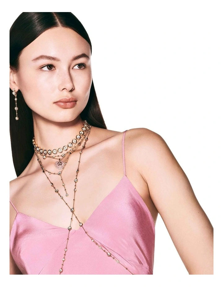 Imber Y Necklace Round Cut Gold-Tone Plated in White image 7