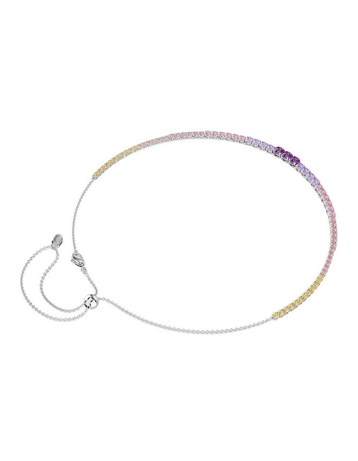 Matrix Tennis Necklace Gradient Of Round Cuts Rhodium Plated in Multicolored image 5