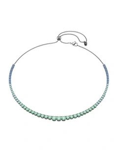 Matrix Tennis Necklace Gradient Of Round Cuts Ruthenium Plated in Multicolored