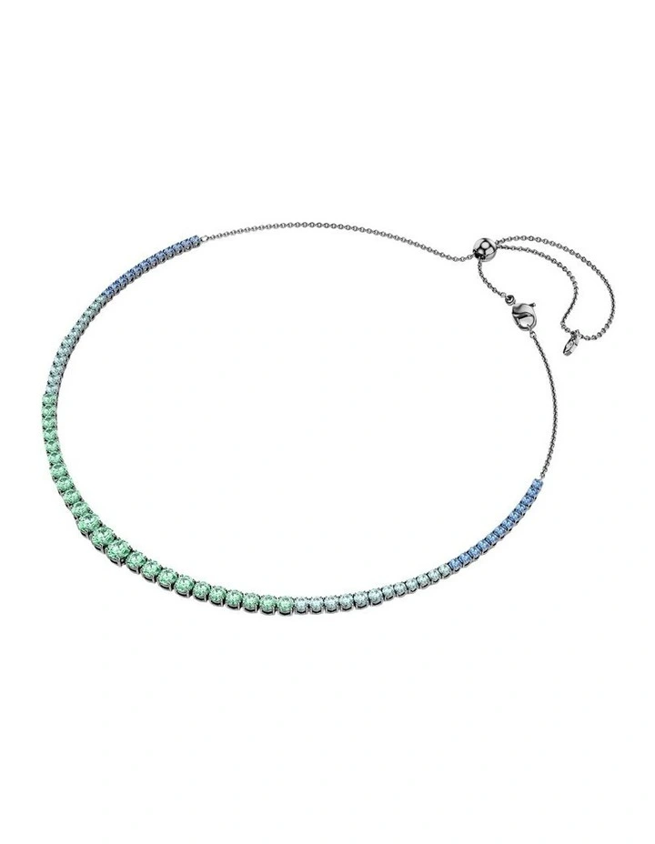 Matrix Tennis Necklace Gradient Of Round Cuts Ruthenium Plated in Multicolored image 2