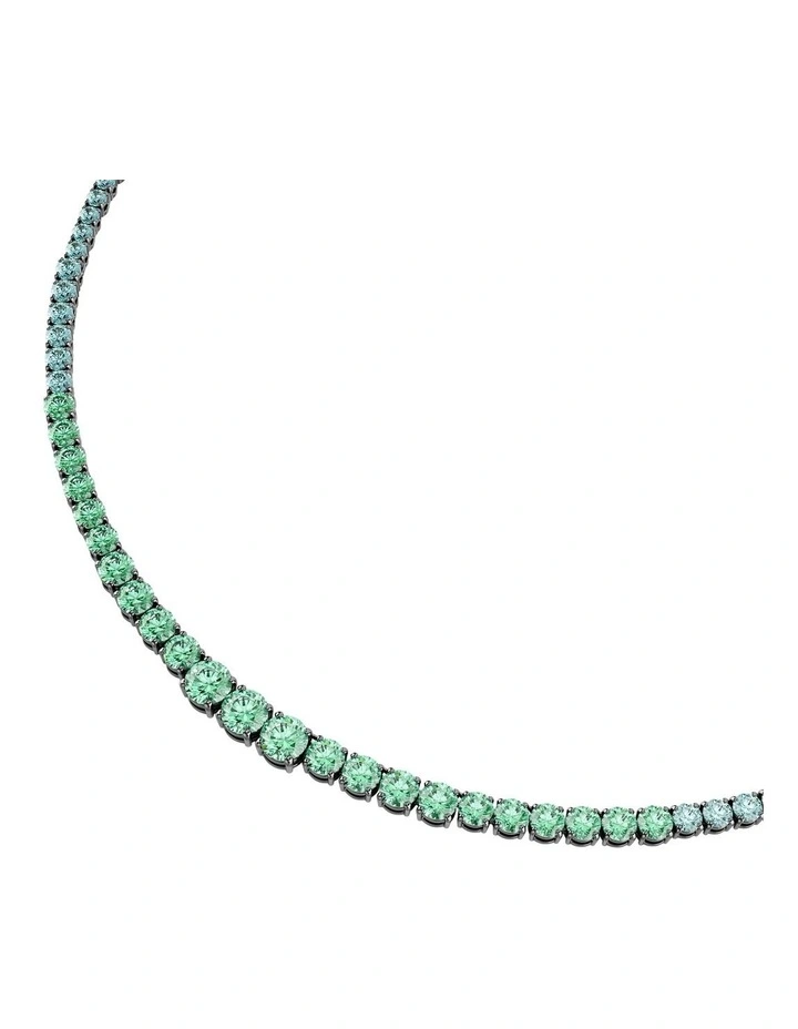 Matrix Tennis Necklace Gradient Of Round Cuts Ruthenium Plated in Multicolored image 4