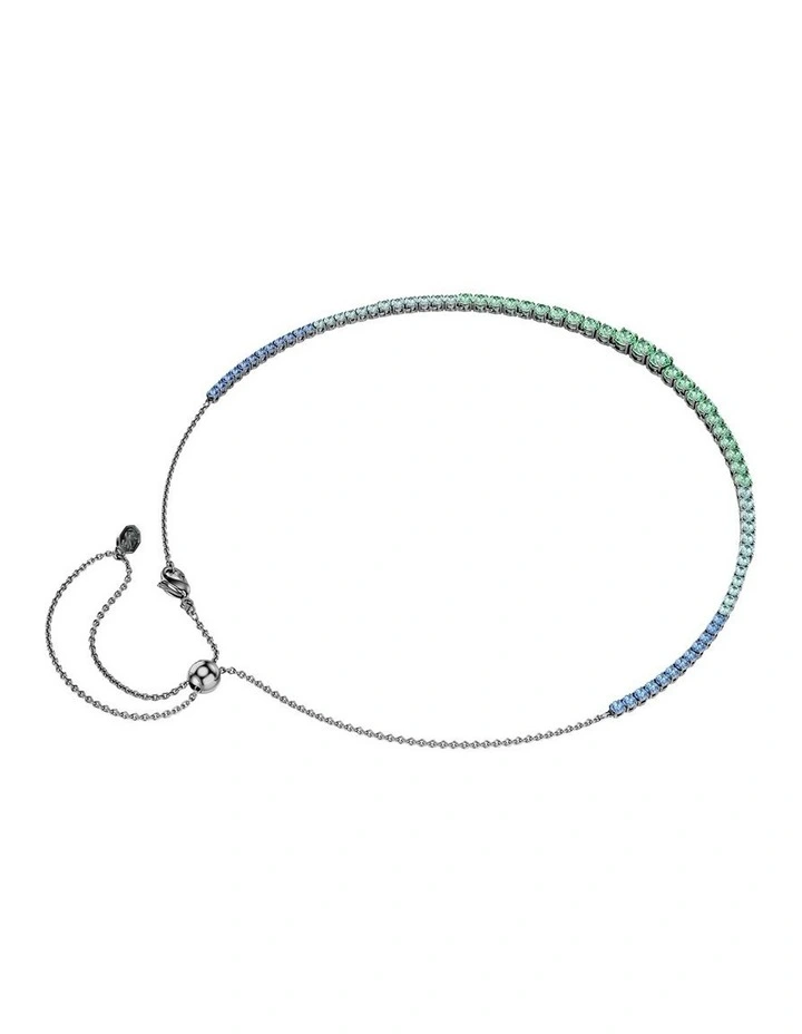 Matrix Tennis Necklace Gradient Of Round Cuts Ruthenium Plated in Multicolored image 5