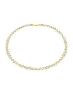 Una Angelic Necklace Round Cut Small Gold-Tone Plated in White