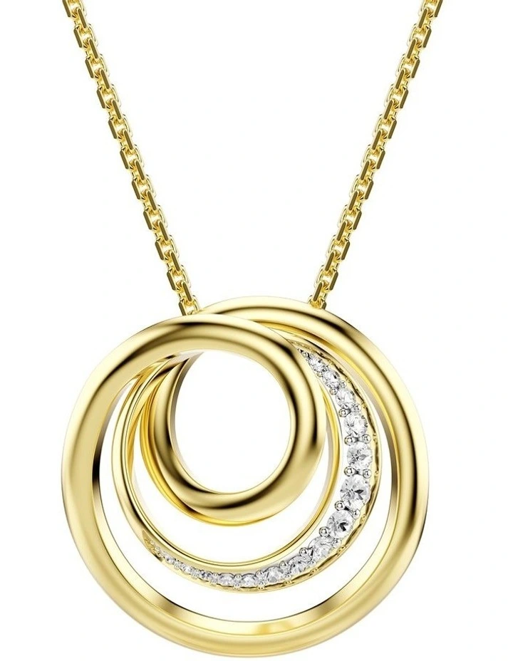 Hyperbola Round Cut Gold-Tone Plated Necklace in White image 1