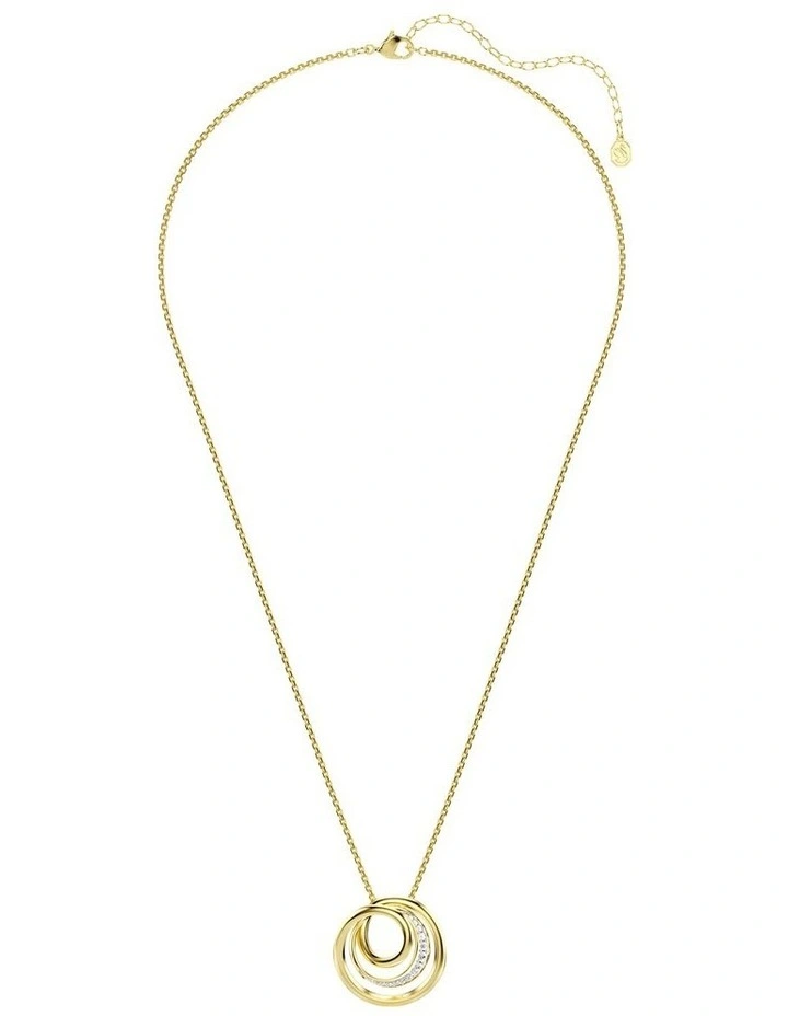 Hyperbola Round Cut Gold-Tone Plated Necklace in White image 2