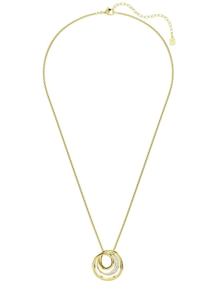 Hyperbola Round Cut Gold-Tone Plated Necklace in White image 2