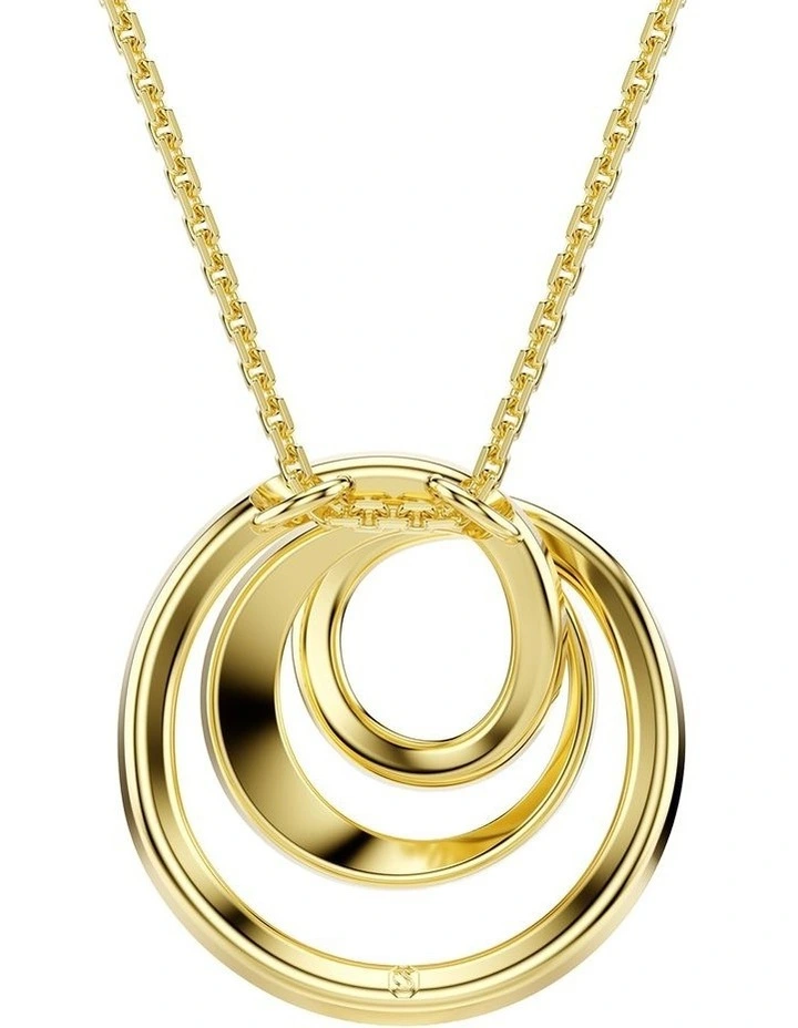 Hyperbola Round Cut Gold-Tone Plated Necklace in White image 5