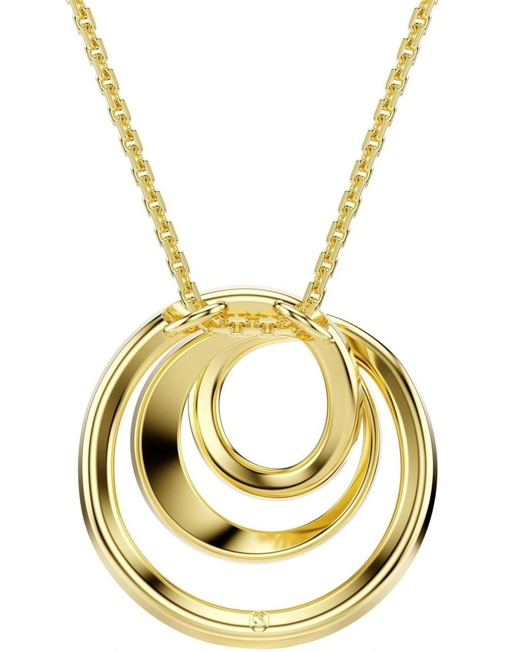 Hyperbola Round Cut Gold-Tone Plated Necklace in White image 5