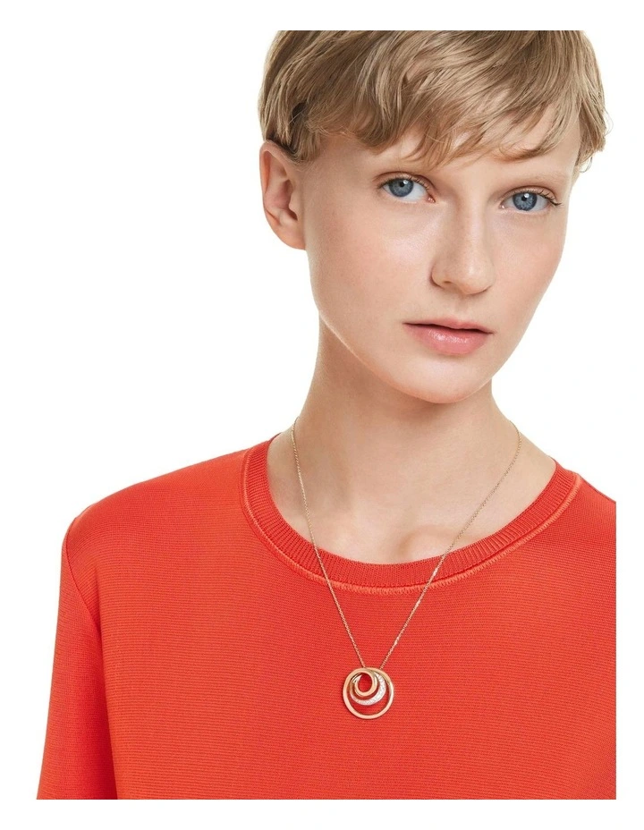 Hyperbola Round Cut Gold-Tone Plated Necklace in White image 6