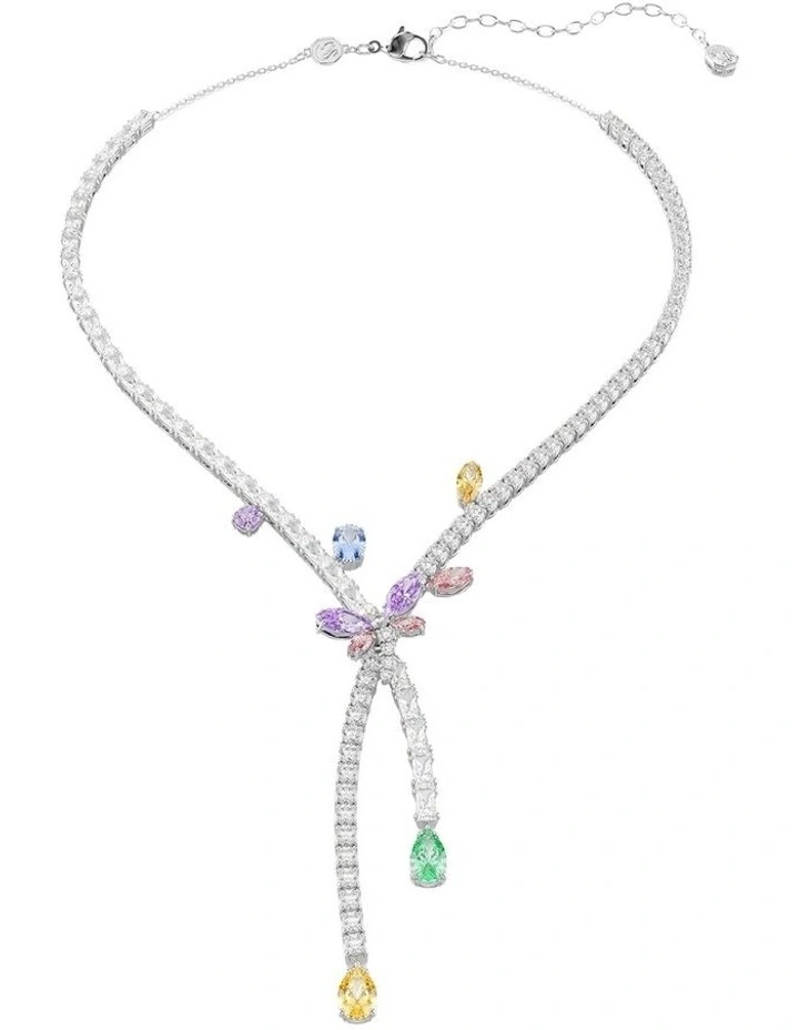 Mixed Cuts Dragonfly Rhodium Plated Necklace in Multi image 1