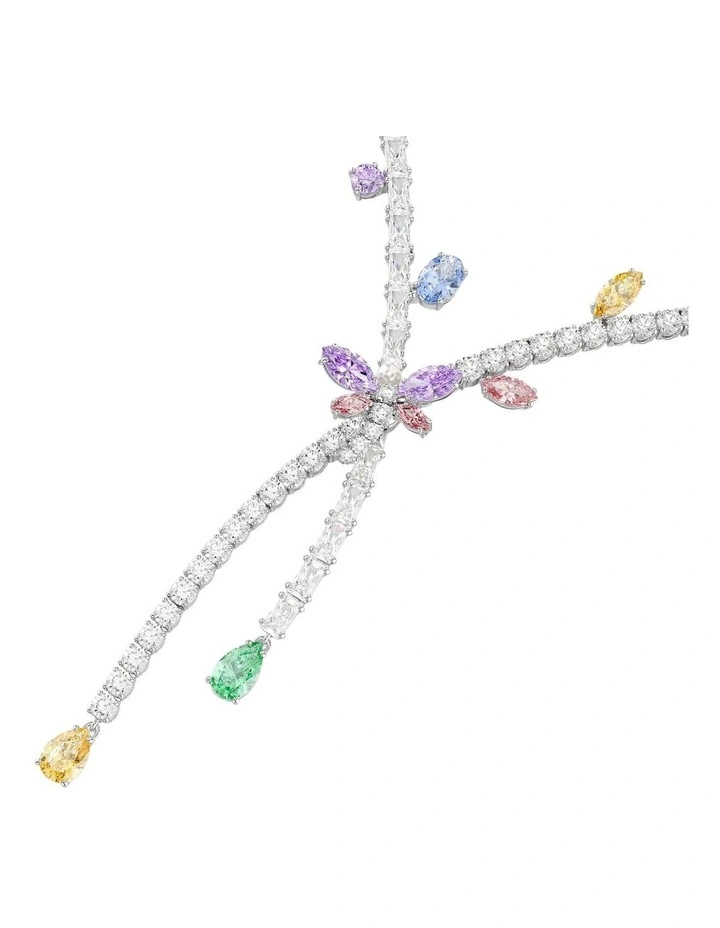 Mixed Cuts Dragonfly Rhodium Plated Necklace in Multi image 2