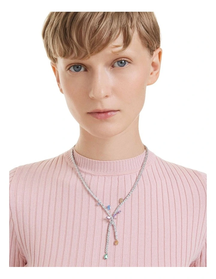 Mixed Cuts Dragonfly Rhodium Plated Necklace in Multi image 5