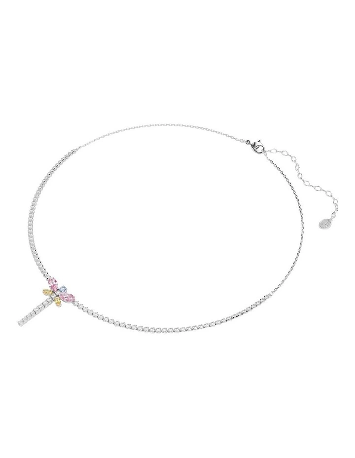 Mixed Cuts Dragonfly Rhodium Plated Tennis Y Necklace in Multi image 2