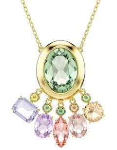 Gema Mixed Cuts Dangling Crystals Gold-Tone Plated Pendant in Multicolored