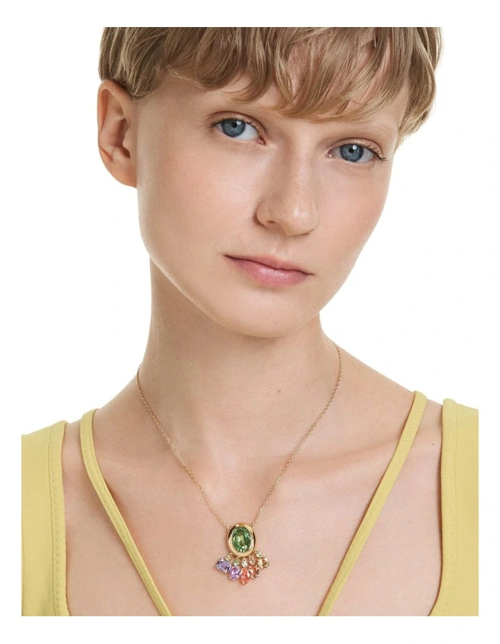 Gema Mixed Cuts Dangling Crystals Gold-Tone Plated Pendant in Multicolored image 6