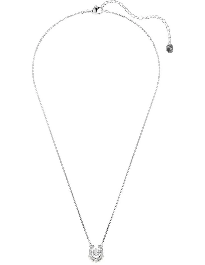 Symbolica Crystal Pearl Round Cut Pav Horse Shoe Rhodium Plated Pendant in White image 2