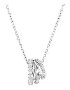 Hyperbola Round Cut Rhodium Plated Pendant in White