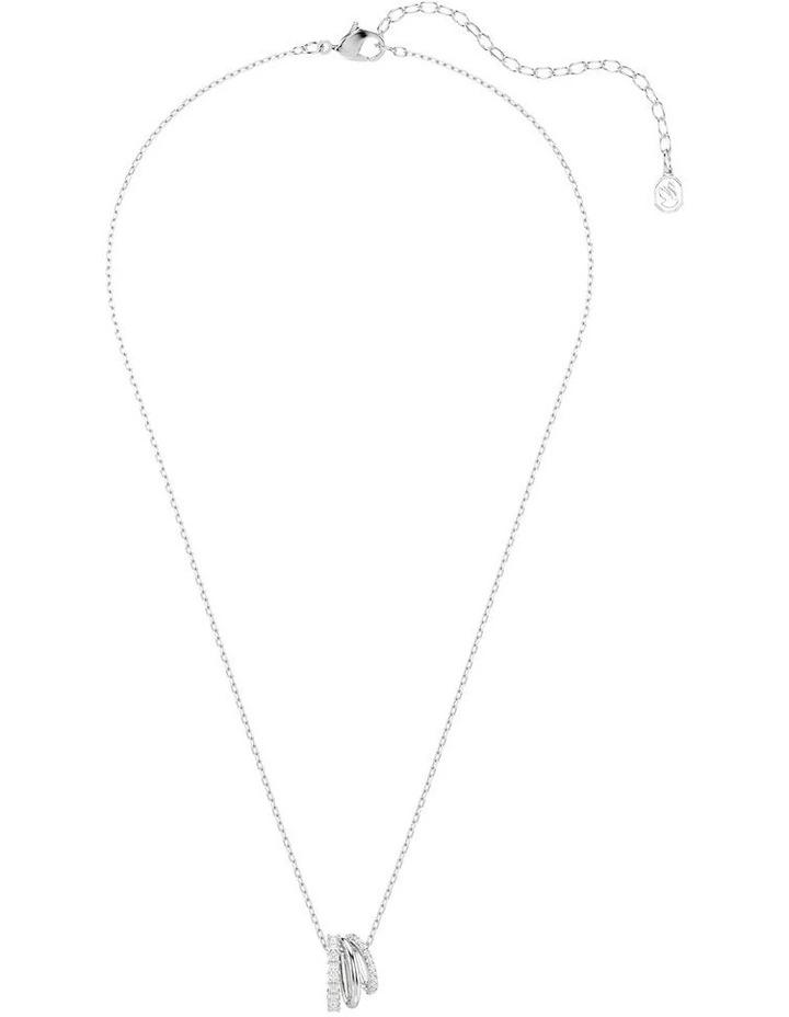 Hyperbola Round Cut Rhodium Plated Pendant in White image 2
