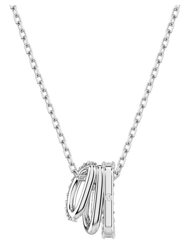 Hyperbola Round Cut Rhodium Plated Pendant in White image 4