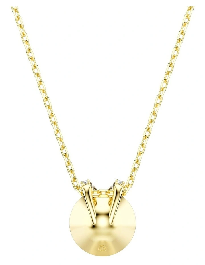 Bella Round Cut Gold-Tone Plated V Pendant in Green image 5